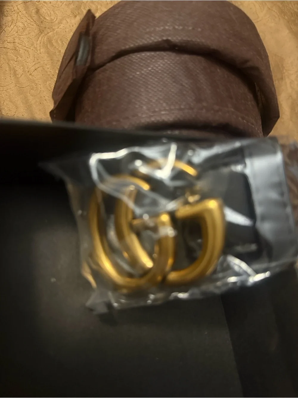Gucci Black Leather Belt with Antique Gold Double G Buckle